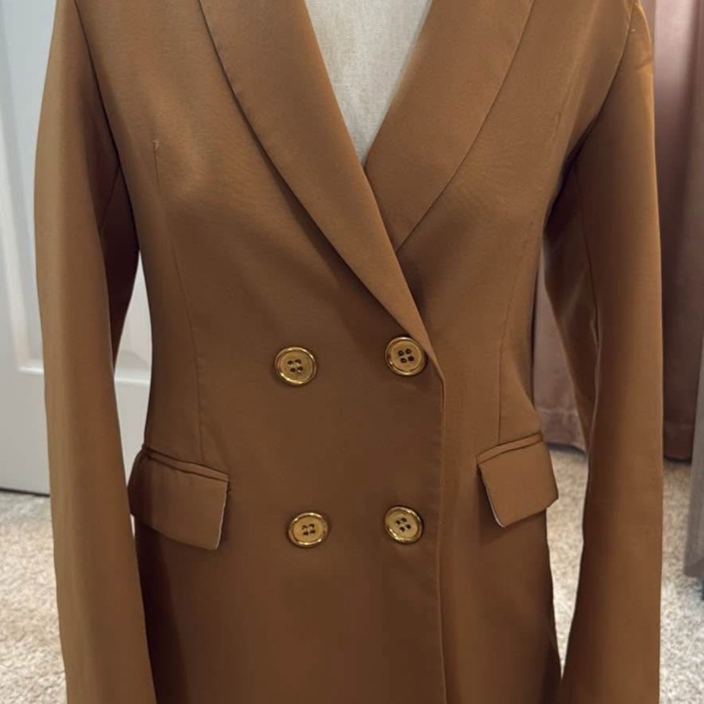 Women's Double-Breasted Tan Blazer